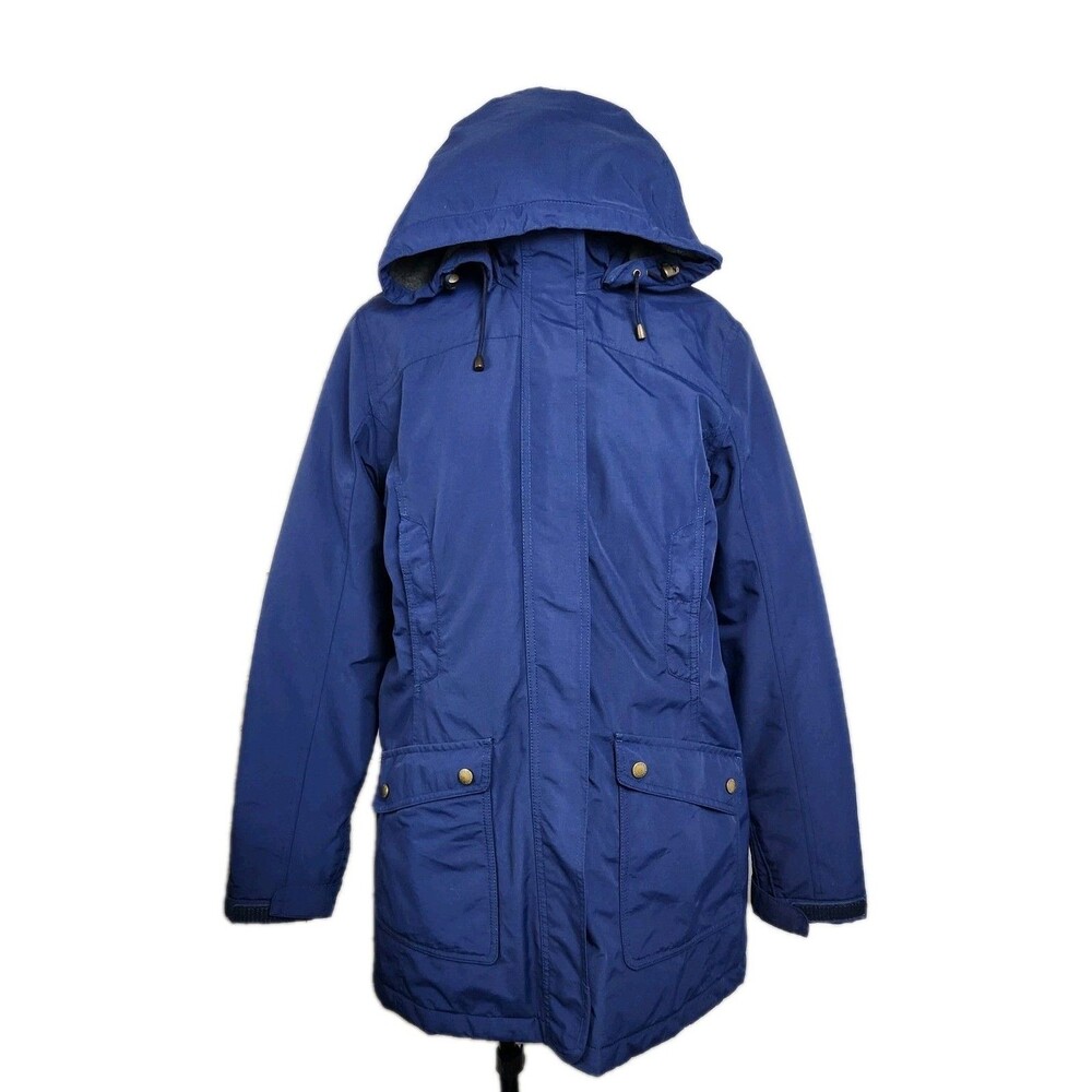 Lands' End Squall Waterproof Parka Blue Womens S Removable Hood Utility Pockets